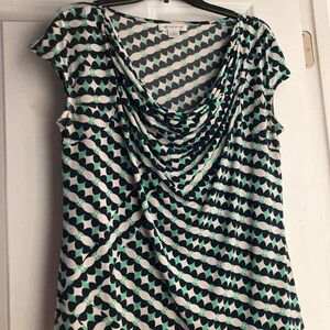 Liz Claiborne Women's Geometric Print Top - Black, White, Green